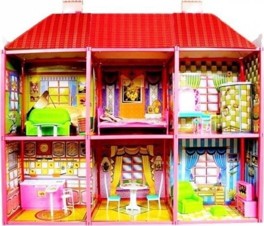 Lean Toys Willa stort dukkehus 128 deler møbler til 6 rom