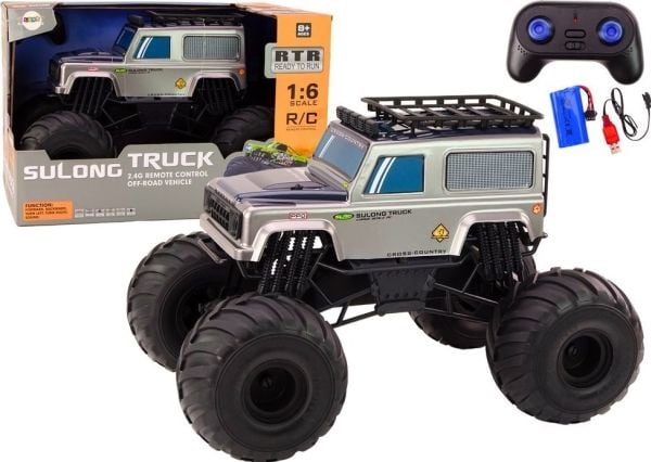 LeanToys stor terrengbil fjernstyrt SUV 2.4G RC 1:6 grå
