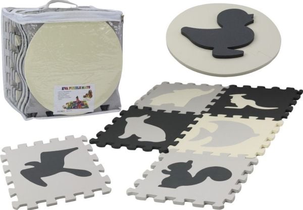 LeanToys Soft Puzzle Contrast Mat Educational Foam EVA Grey 28 kpl. LeanToys Soft Puzzle Contrast Mat Educational Foam EVA Grey 28 kpl.