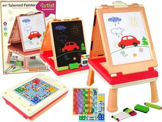 LeanToys spillbrett 3-i-1 dobbeltsidig bord for spill (Chinczyk)