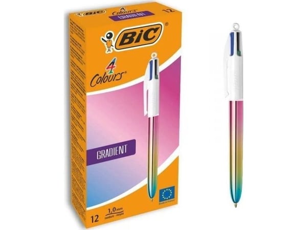 BIC 511034, Klips, Uttrykkbar kulepenn med hengefeste, Gjenfyllbar, Sort, Blå, Grønn, Rød, 12 stykker, Medium
