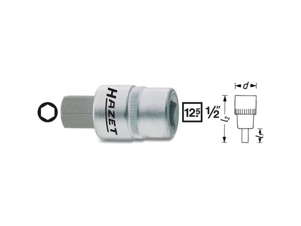 HAZET 986-8, 1 stykker, 25,4 / 2 mm (1 / 2"), Stål, 60 mm, 75 g