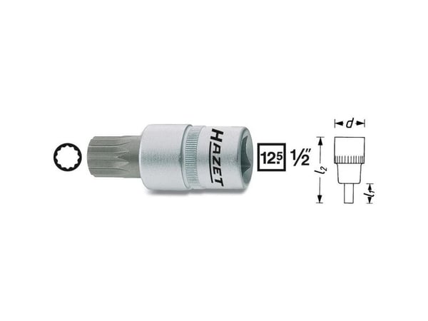 HAZET 990-12, 1 stykker, 25,4 / 2 mm (1 / 2"), Stål, 55 mm, 83 g