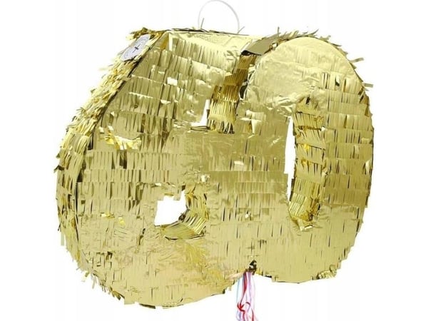 GoDan pinata siffer 60 i metallisk gull folie 50x50 cm