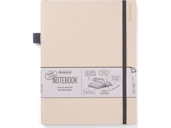 Peter Pauper Press Bookaroo notatbok/journal stor – krem