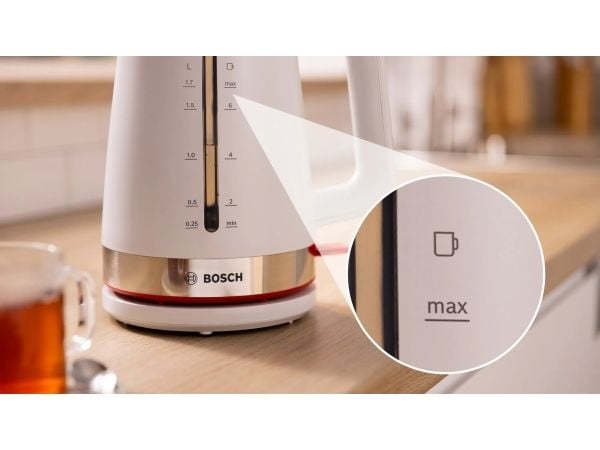 Bosch TWK4M221, 1,7 l, 2400 W, Hvit, Plast, Vannivåindikator, Trådløs