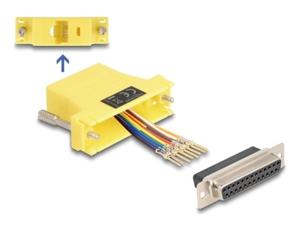 Delock - Seriell adapter - DB-25 (hunn) til RJ-45 (hunn) - CAT 5/5e/6 - tommelskruer - gul