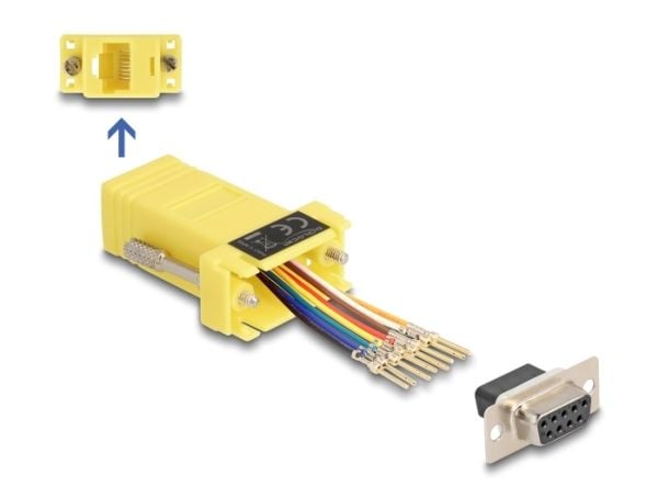 Delock - Seriell adapter - DB-9 (hunn) skrubar til RJ-45 (8 pin) (hunn) - individually assignable serial interface - gul