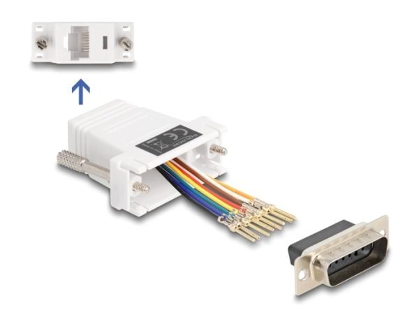 Delock Assembly Kit - Seriell adapter - 15 pin D-Sub (DB-15) (hann) skrubar til RJ-45 (8 pin) (hunn) - individually assignable serial interface - hvit