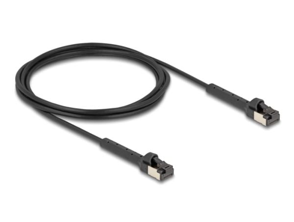 Delock - Koblingskabel - RJ-45 (hann) angled up to 60° til RJ-45 (hann) angled up to 60° - 2 m - 3.8 mm - U/FTP - CAT 8.1 - halogenfri, uten hindri...