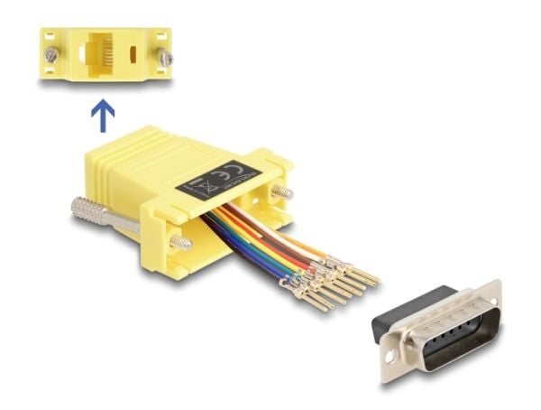 Delock - Seriell adapter - 15 pin D-Sub (DB-15) (hann) skrubar til RJ-45 (8 pin) (hunn) - individually assignable serial interface - gul