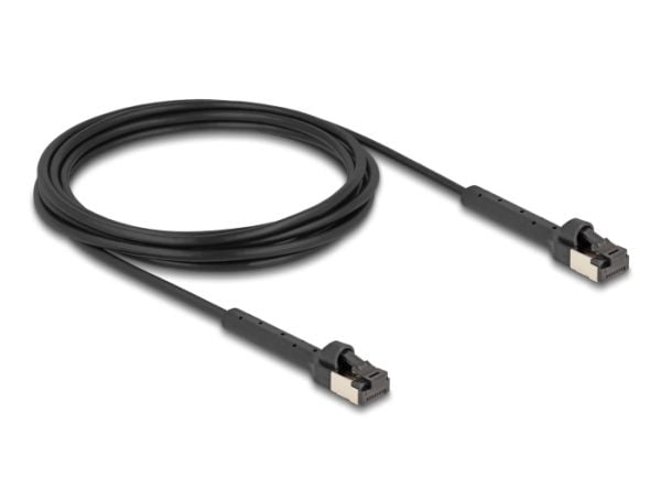 Delock - Koblingskabel - RJ-45 (hann) angled up to 60° til RJ-45 (hann) angled up to 60° - 3 m - 3.8 mm - U/FTP - CAT 8.1 - med støvel, halogenfri,...