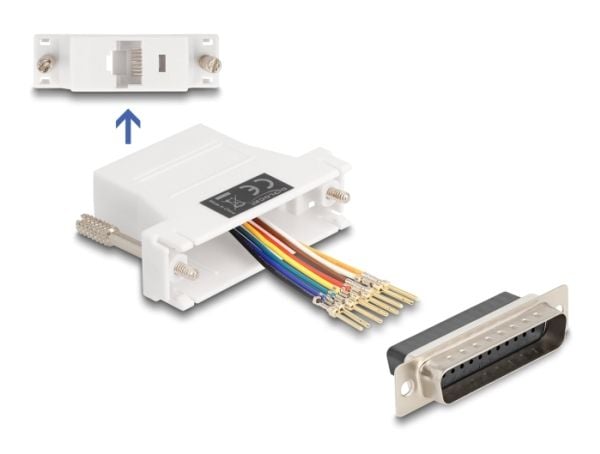 Delock Assembly Kit - Seriell adapter - DB-25 (hann) skrubar til RJ-45 (8 pin) (hunn) - individually assignable serial interface - hvit
