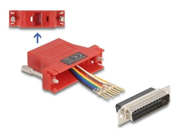 Delock - Nettverksadapter - DB-25 (hann) skrubar til RJ-45 (hunn) - rød