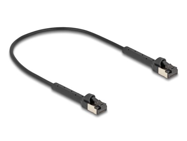 Delock - Koblingskabel - RJ-45 (hann) til RJ-45 (hann) - 25 cm - 3.8 mm - U/FTP - CAT 6a - halogenfri, slank, adjustable angled connectors on each ...