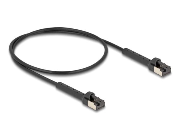 Delock - Koblingskabel - RJ-45 (hann) angled up to 60° til RJ-45 (hann) angled up to 60° - 50 cm - 3.8 mm - U/FTP - CAT 6a - med støvel, halogenfri...