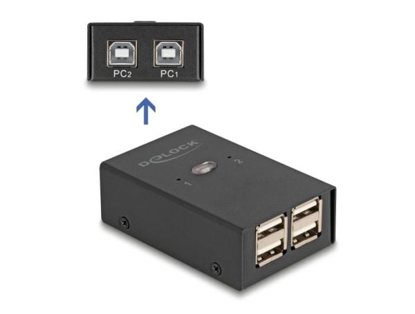 Delock USB 2.0 -kytkin 2 PC:lle 4 laitteelle