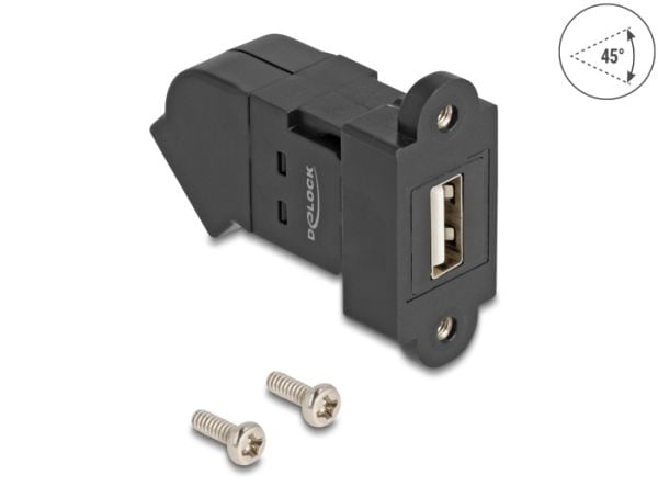 Delock USB 2.0 Type-A naaras Type-A naaras 45° kulmassa musta