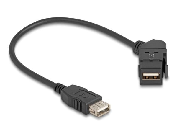 Delock - USB-forlengelseskabel - USB (hunn) til USB (hunn) vinklet - USB 2.0 - 0.8 A - 30 cm - tommelskruer - svart