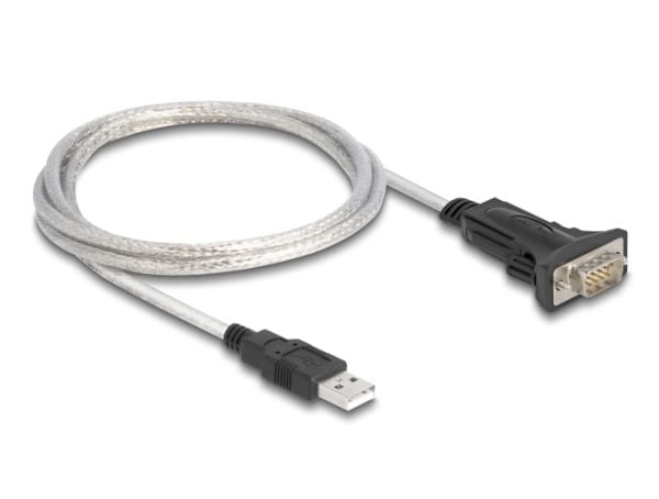 DeLOCK 64268, musta, Läpinäkyvä, 1 m, USB A-tyyppi, DB-9, Uros, Uros/naaras