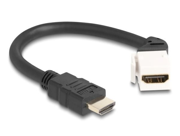 Delock - HDMI-kabel - HDMI hunn angled, keystone til HDMI hann - 20 cm - svart/hvit - 8 K 60 Hz (7680 x 4320) støtte