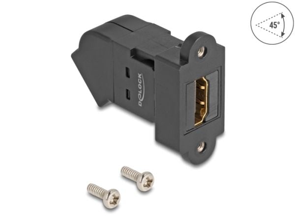 Delock HDMI-paneelin liitin HDMI-pistorasiaan 45° kulmassa 8K 60 Hz musta