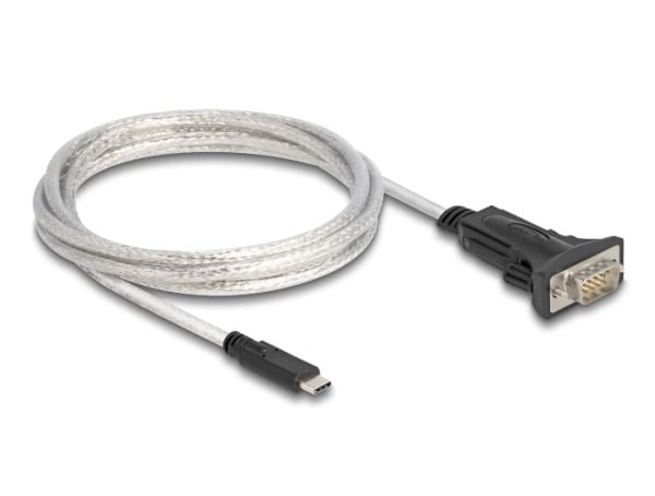 DeLOCK 64270, musta, Läpinäkyvä, 2 m, USB Type-C, DB-9, Uros, Uros/naaras