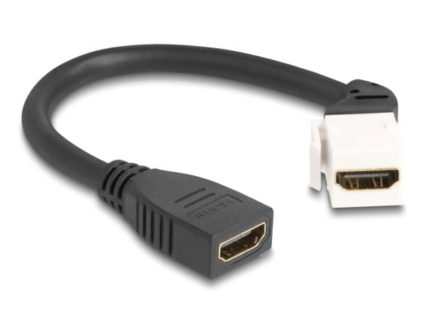 Delock - HDMI-kabel - HDMI hunn angled, keystone til HDMI hunn - 20 cm - svart/hvit - 8 K 60 Hz (7680 x 4320) støtte