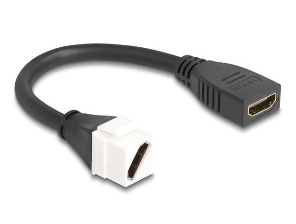 DeLOCK 90326, Flat/vinklet, Hvit, Sort, HDMI, HDMI, Hunnplugg, Hunnplugg
