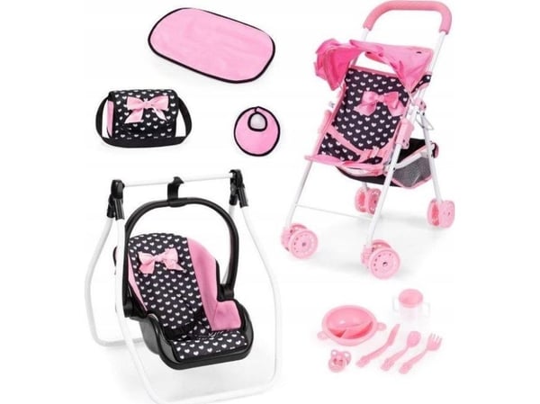 Bayer Design Buggy Dukkevogn Mega-sett, Rosa hjerter
