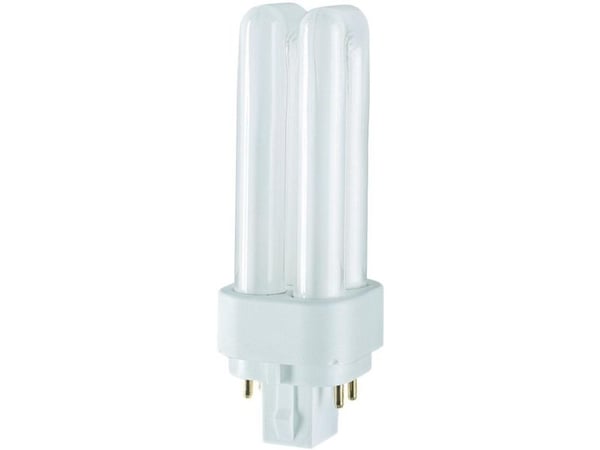 Osram Dulux D/E, 10 W, G24q-1, T11X2, 20000 timer, 600 lm, Varm hvit