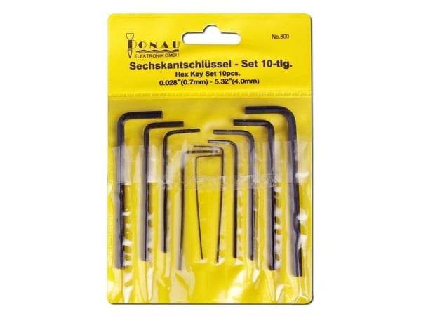 Donau Elektronik Unbrako vinkelskrujernsett 0,028", 0,035", 0,05", 1/16", 5/64", 3/32", 7/64", 1/8", 9/64"