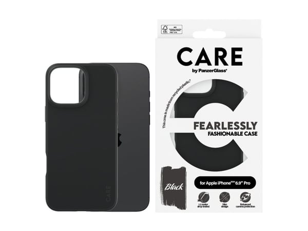 CARE by PanzerGlass - Baksidedeksel for mobiltelefon - termoplast-polyuretan (TPU), silikonbelegg - svart - for Apple iPhone 16 Pro Max