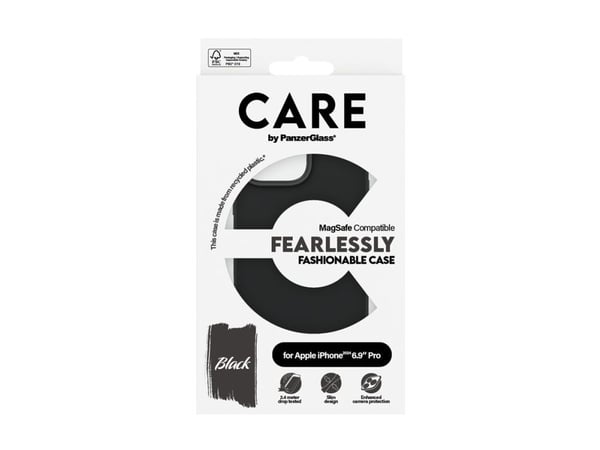 CARE by PanzerGlass - Baksidedeksel for mobiltelefon - MagSafe-samsvar - oleofobisk belegg, termoplast-polyuretan (TPU), polykarbonat (PC) - svart ...
