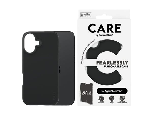 PanzerGlass CARE™ by ® Case Black iPhone 16, Suojus, Apple, Apple - iPhone 16, musta