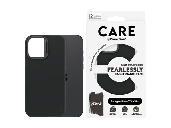 CARE by PanzerGlass - Baksidedeksel for mobiltelefon - MagSafe-samsvar - oleofobisk belegg, termoplast-polyuretan (TPU), polykarbonat (PC) - svart ...