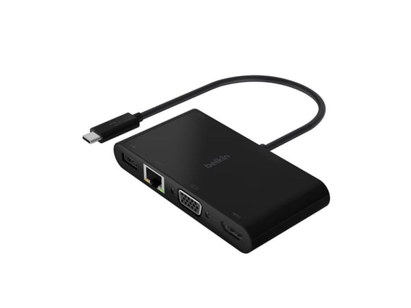 Belkin - Multimedie- og ladeadapter - USB-C - VGA, HDMI - 1GbE
