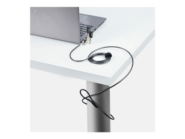 Startech 3-in-1 Laptop Lock Compatible w/Noble Wedge/Nano/K-Slot - Sikkerhetskabellås - svart og sølv - 2 m - TAA-samsvar