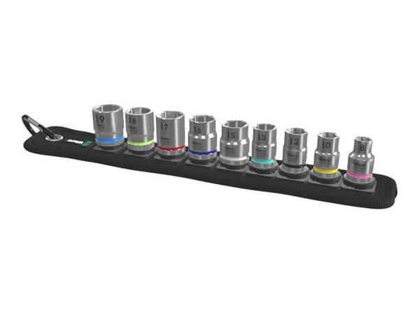 Wera Belt B 4 Zyklop - Pipenøkkelsett - 9 deler - inn textil box