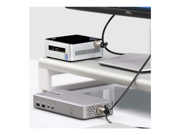 StarTech.com 3M4-DESK-LOCKING-KIT, 3 m, Kensington, Yhdistelmälukko, Muovi, Terästä, musta, Hopea