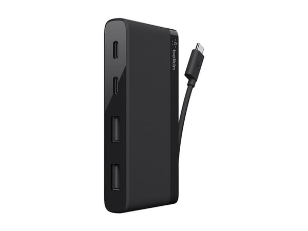 Belkin USB-C 4-Port Mini Hub - Hub - 4 x SuperSpeed USB 3.0 - stasjonær