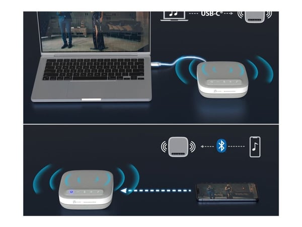 j5create Speakerphone Dock JCDS335 - Dokkingstasjon - USB-C 3.2 Gen 2 - 2 x HDMI - 1GbE, Bluetooth 5.2