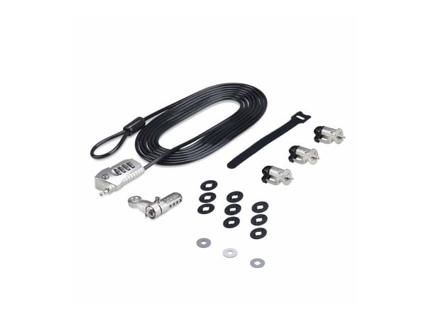 StarTech.com 3M4-DESK-LOCKING-KIT, 3 m, Kensington, Yhdistelmälukko, Muovi, Terästä, musta, Hopea