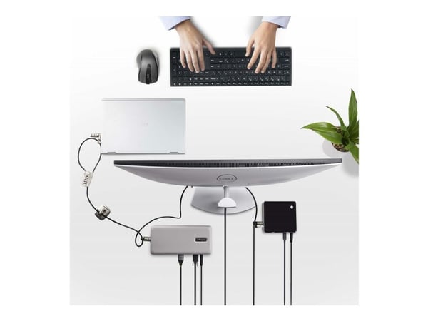 StarTech.com 3M4-DESK-LOCKING-KIT, 3 m, Kensington, Yhdistelmälukko, Muovi, Terästä, musta, Hopea