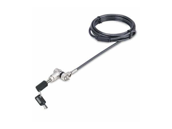 Startech 3-in-1 Laptop Lock Compatible w/Noble Wedge/Nano/K-Slot - Sikkerhetskabellås - svart og sølv - 2 m - TAA-samsvar