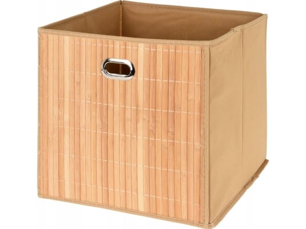 Oppbevaringsboks med bambusfront og håndtak 31 x 31 x 30,5 cm