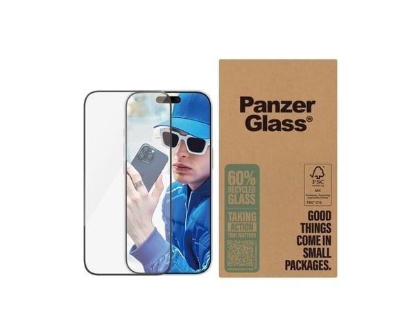 PanzerGlass - Skjermbeskyttelse for mobiltelefon - ultrabred passform - glass - rammefarge svart