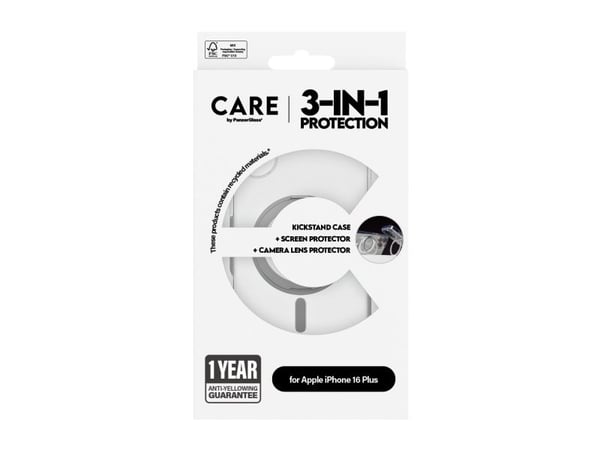 PanzerGlass CARE™ by ® 3-in-1 Ceramic Bundle iPhone 16 Plus, Etui, Apple, Apple - iPhone 16 Plus, Gjennomsiktig
