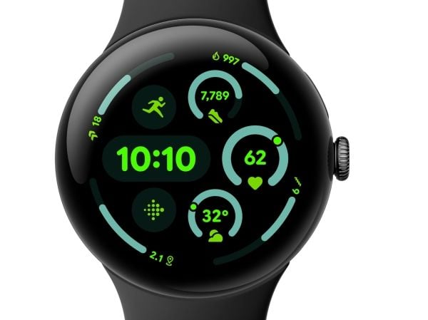 Google Pixel Watch 3 - 45 mm - mattsvart aluminium - smartklokke med aktivt bånd - fluorelastomer - obsidian - båndbredde: L - 32 GB - Bluetooth, W...