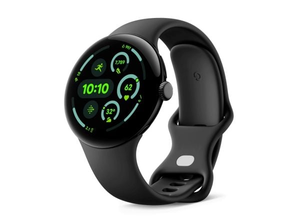 Google Pixel Watch 3 - 45 mm - mattsvart aluminium - smartklokke med aktivt bånd - fluorelastomer - obsidian - båndbredde: L - 32 GB - Bluetooth, W...